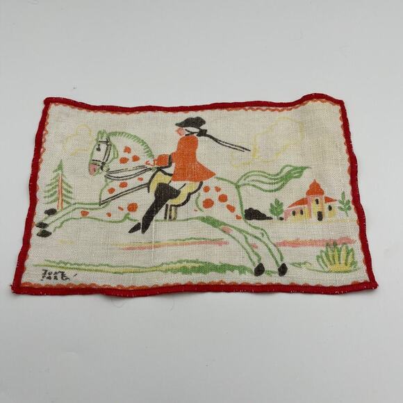 Tony Sarg Vintage 1930's Era Linen Cocktail Napkins Signed Set Of 10 - Picture 11 of 11